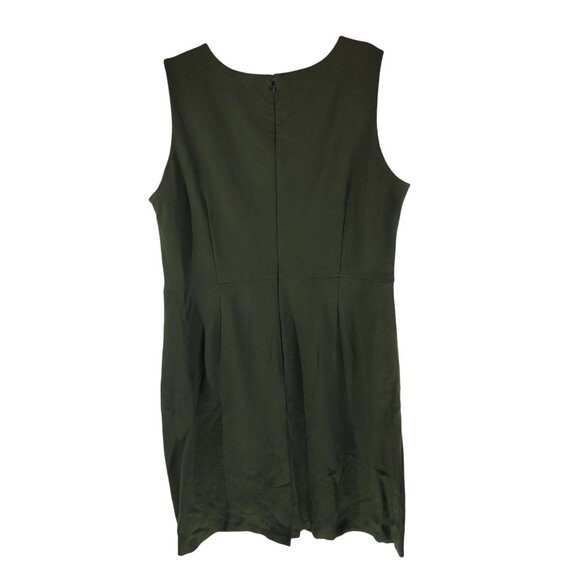Lands End Dress Sheath Ponte Sleeveless Pockets Stretch Olive Green 18W - Picture 2 of 4